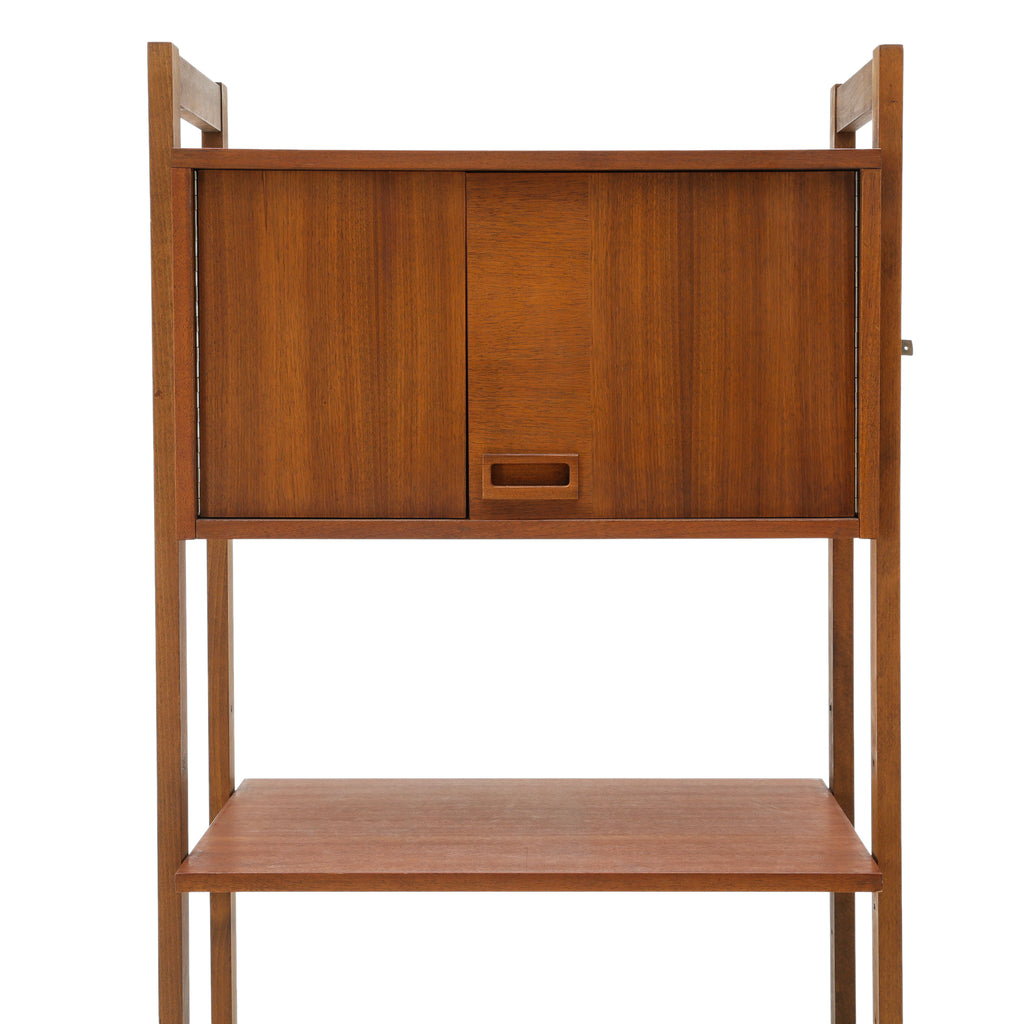 Wood Bookcase with Sliding Cabinet and Drawers