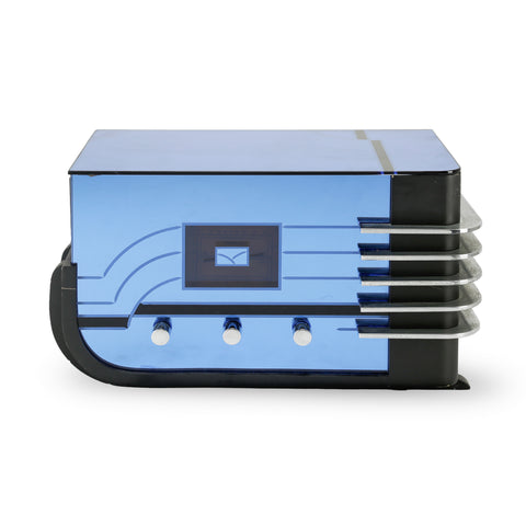Blue and Chrome Tabletop Radio