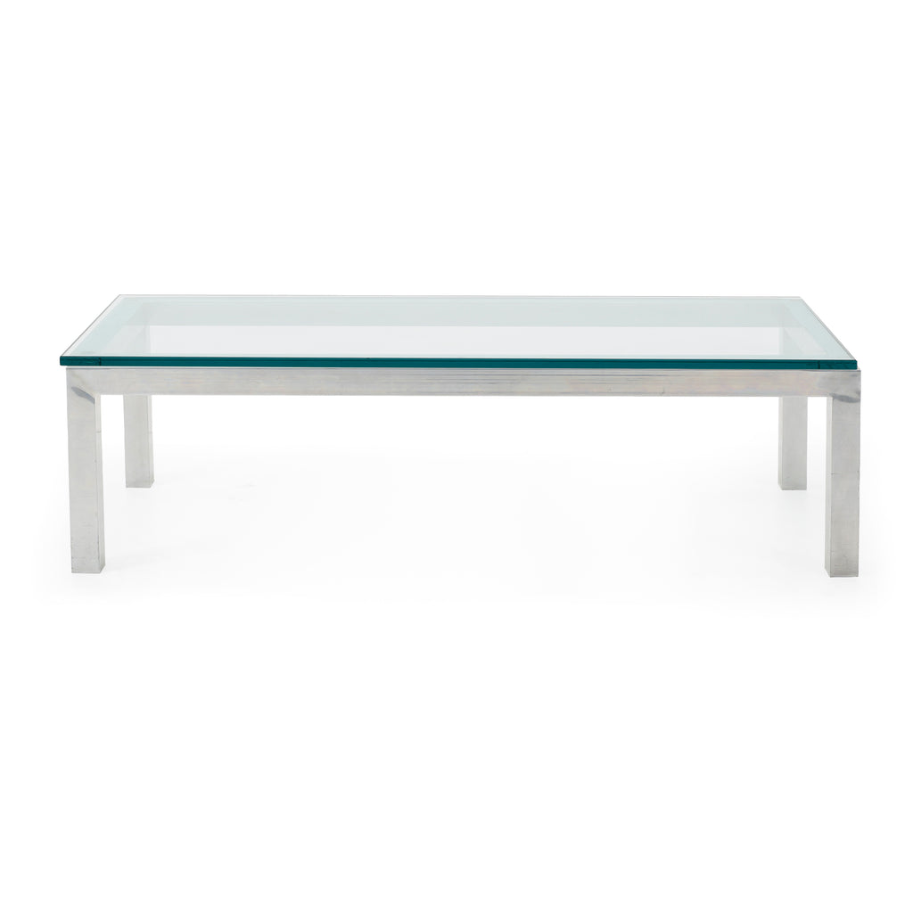 Rectangular Clear Glass Metal Coffee Table