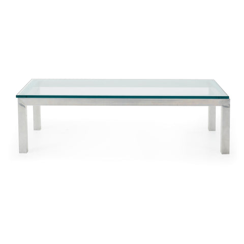 Rectangular Clear Glass Metal Coffee Table