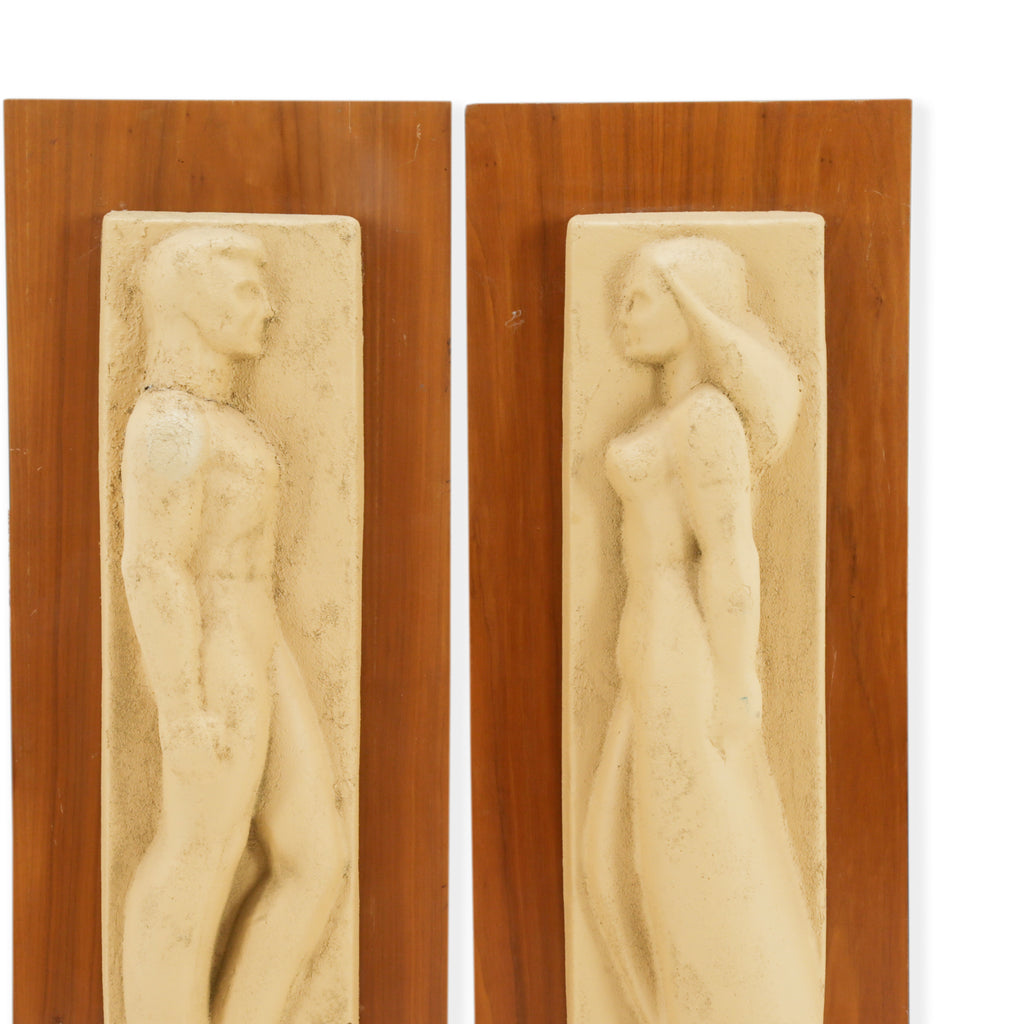 Mid-Century Light Beige Plaster Relief Sculpture