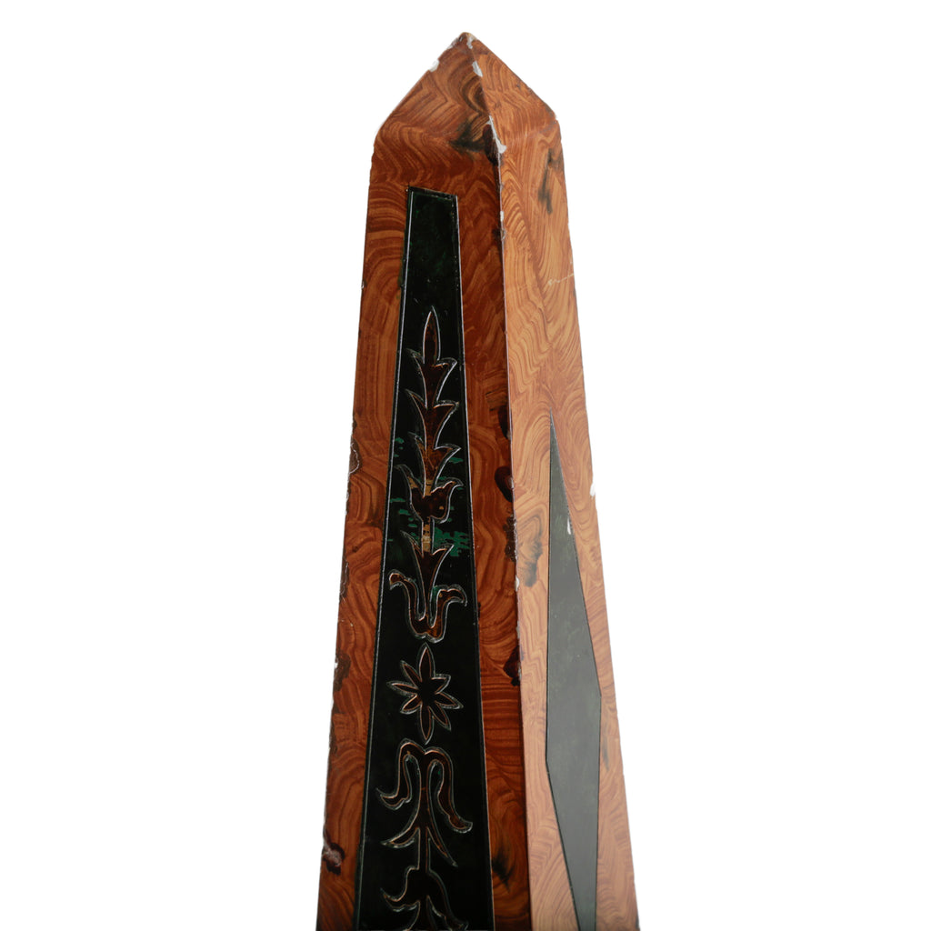 Dark Brown Wood & Forest Green Obelisk