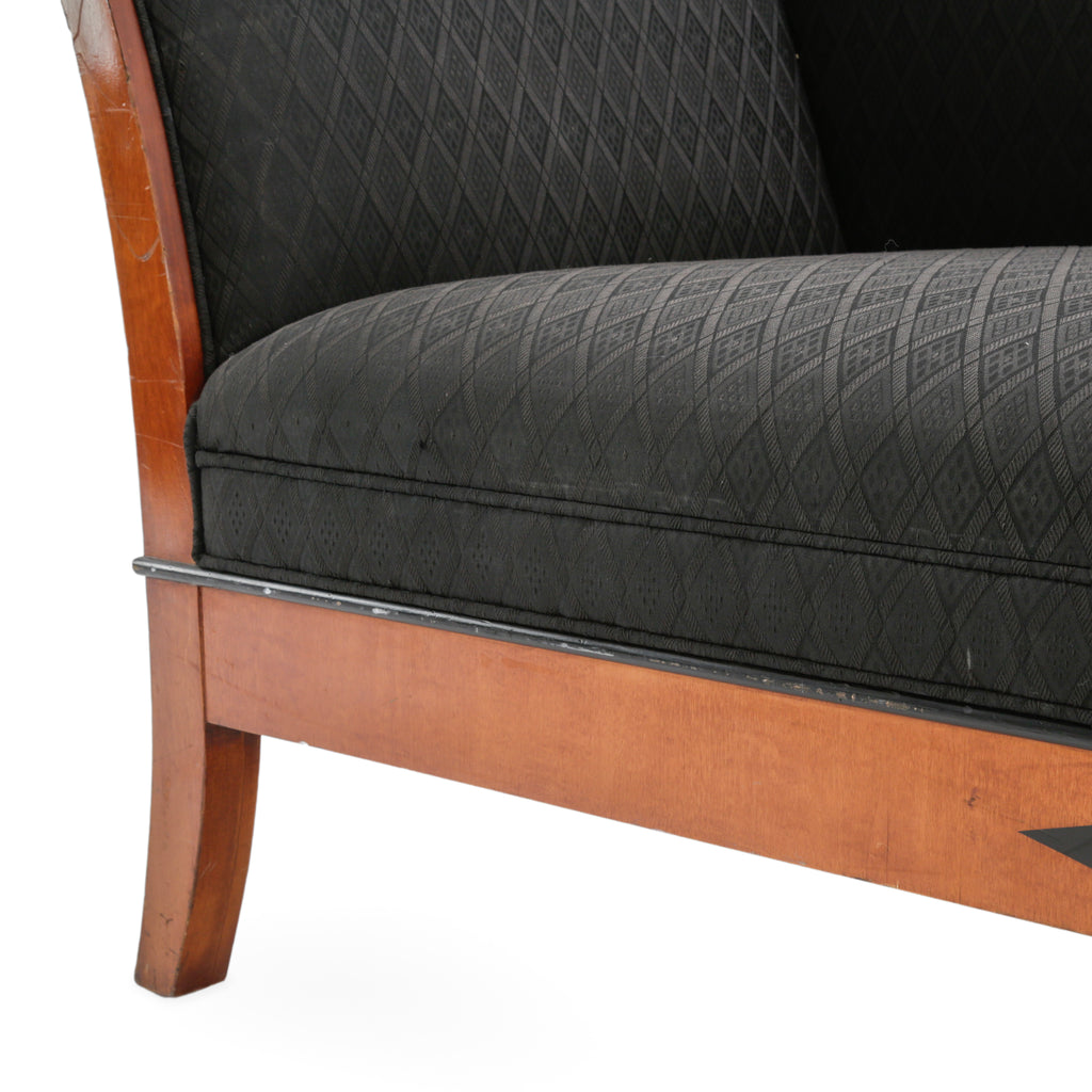Cherry Wood and Black Diamond Pattern Chaise Lounge