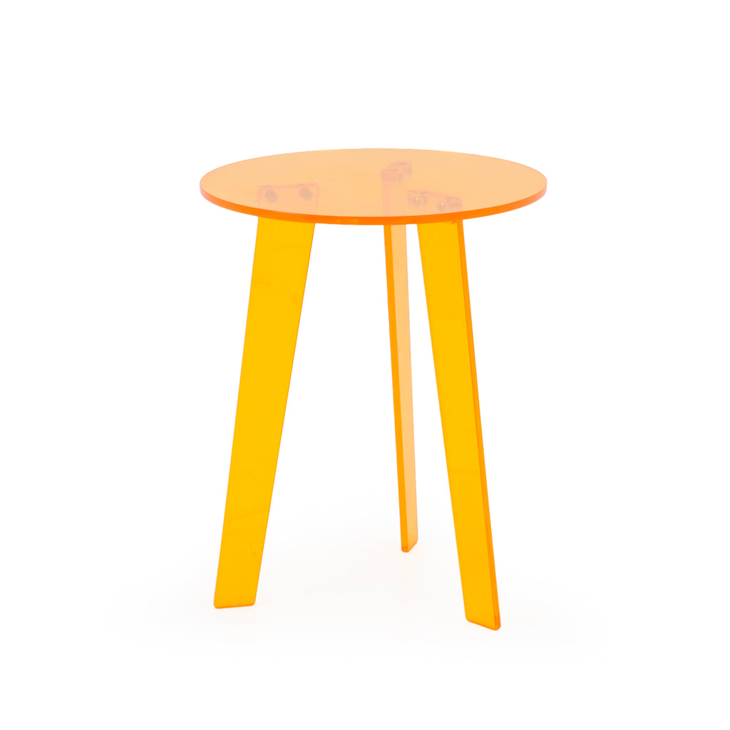 Orange Acrylic Side Table with Tapered Legs