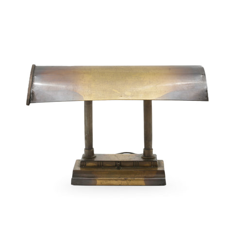 Tarnished Brass Banker's Desk Lamp