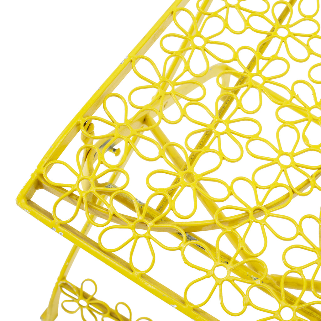 Yellow Floral Cutout Folding Chair