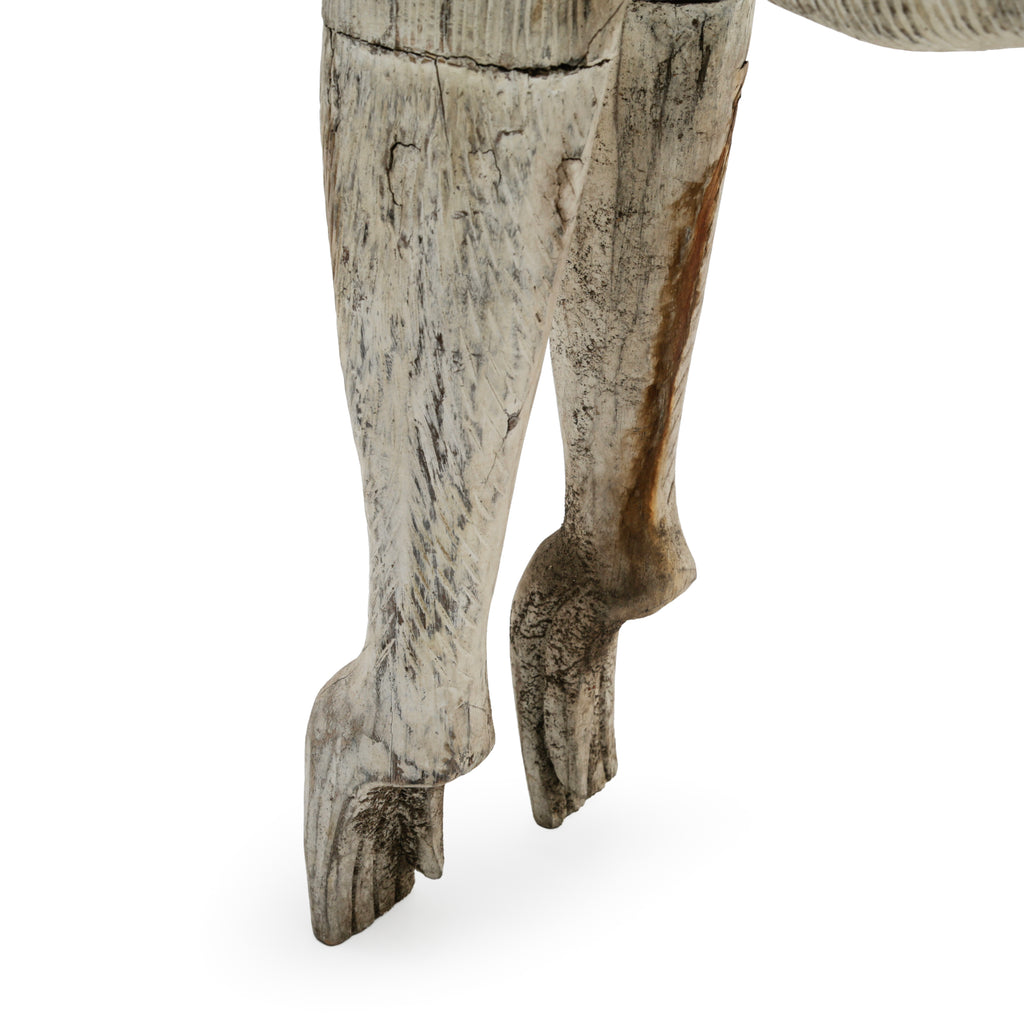 Distressed Carved Wood Monkey Sculpture