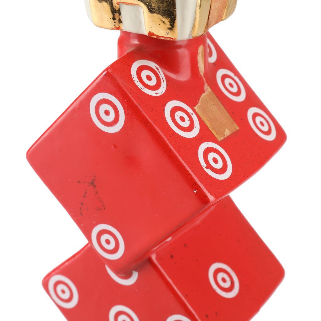 Red and White Ceramic Stacked Dice Decanter