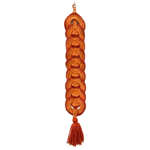 Orange Crocheted Looped Wall Hanging with Tassel