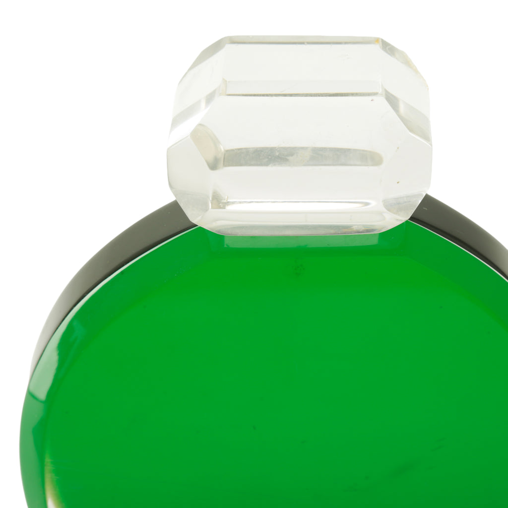 Emerald Green and Clear Acrylic Faceted Sculpture