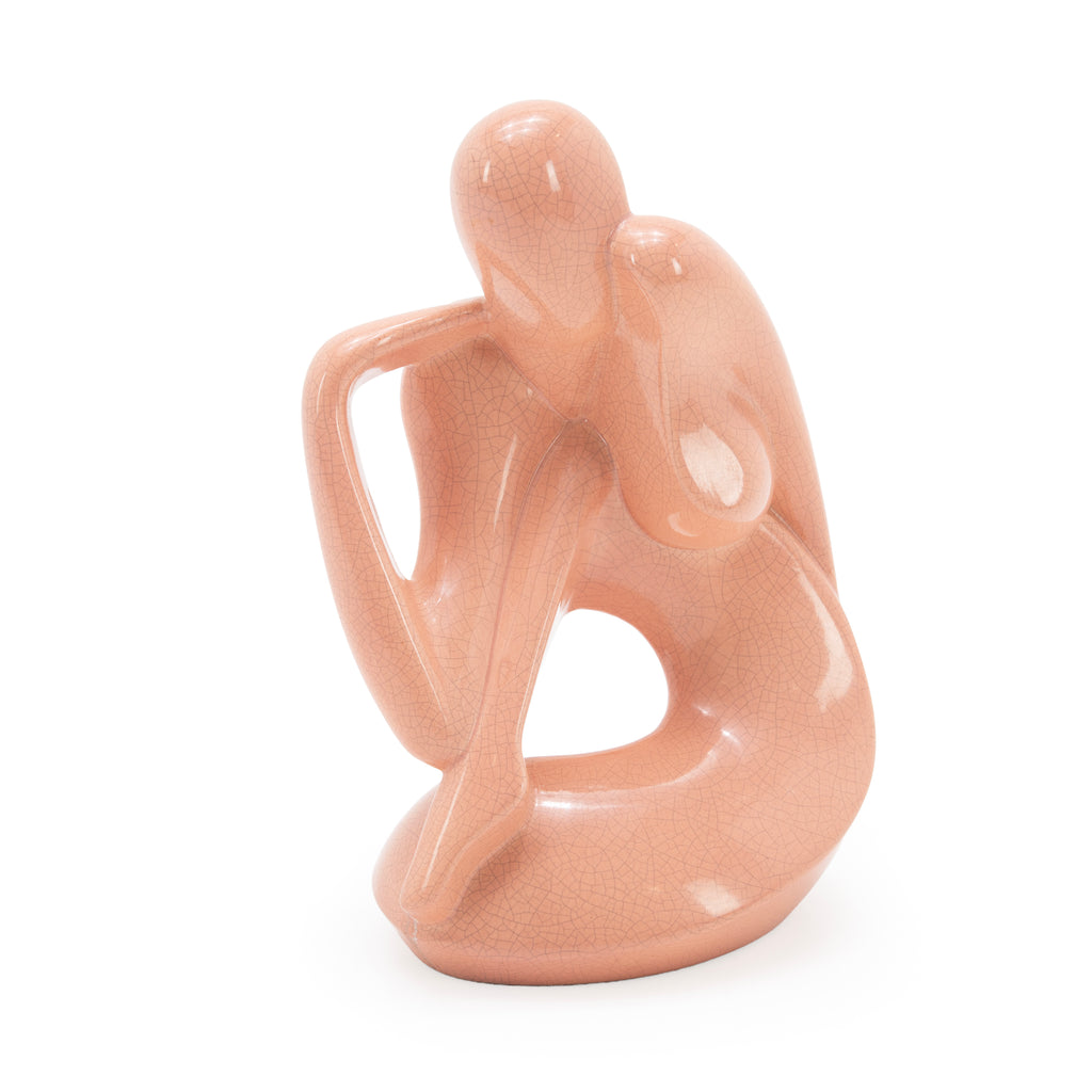 Peach Ceramic Figure Sculpture