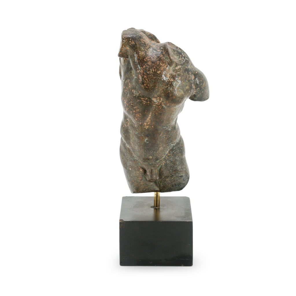 Male Torso Sculpture on Black Marble Base