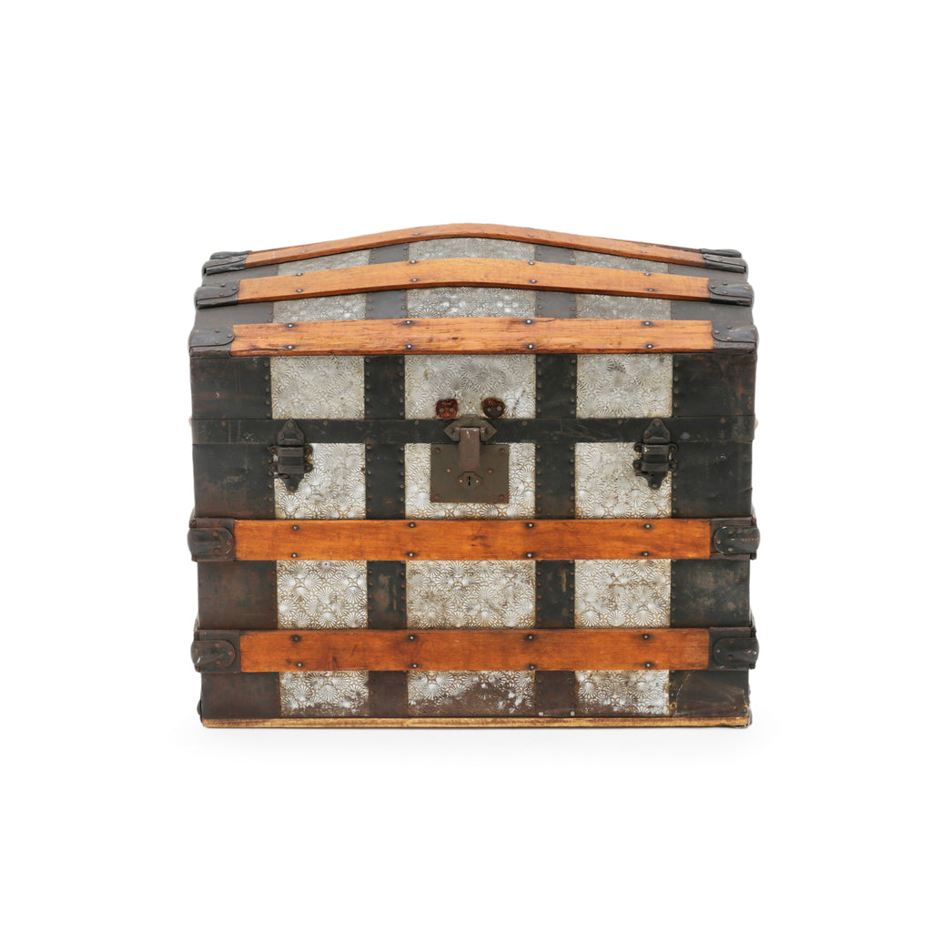 Dome Top Wood and Metal Trunk