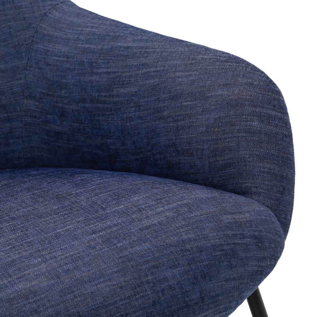 Navy Blue Fabric Mid-Century Modern Accent Chair