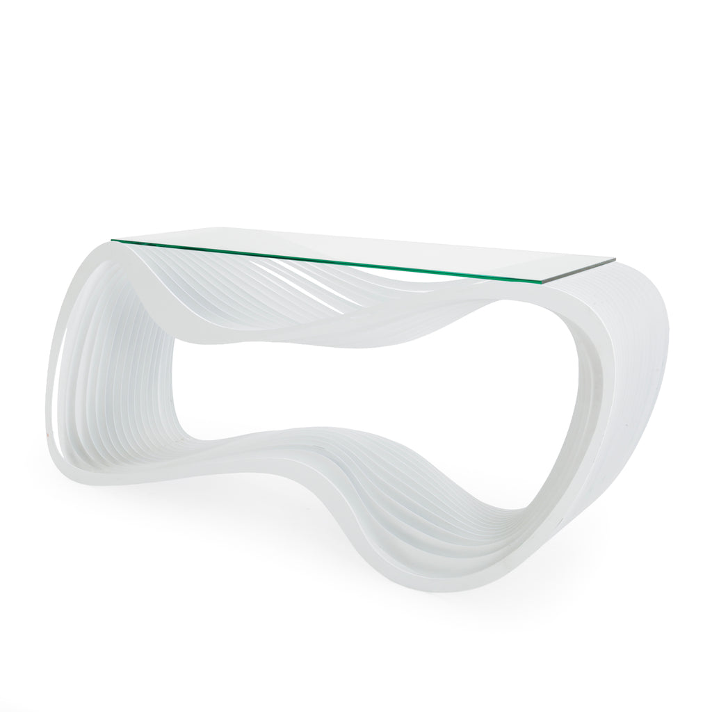 Wavy Frosted White Acrylic Console Table