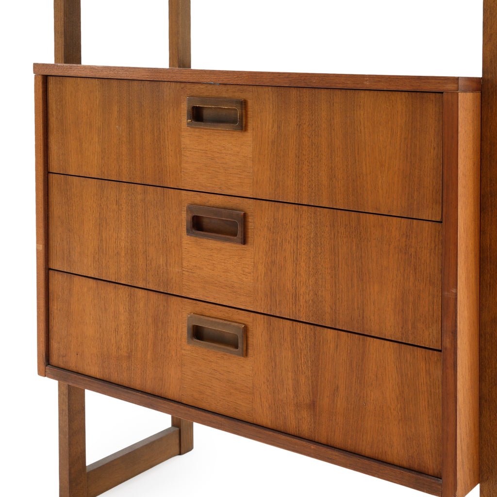 Wood Bookcase with Sliding Cabinet and Drawers