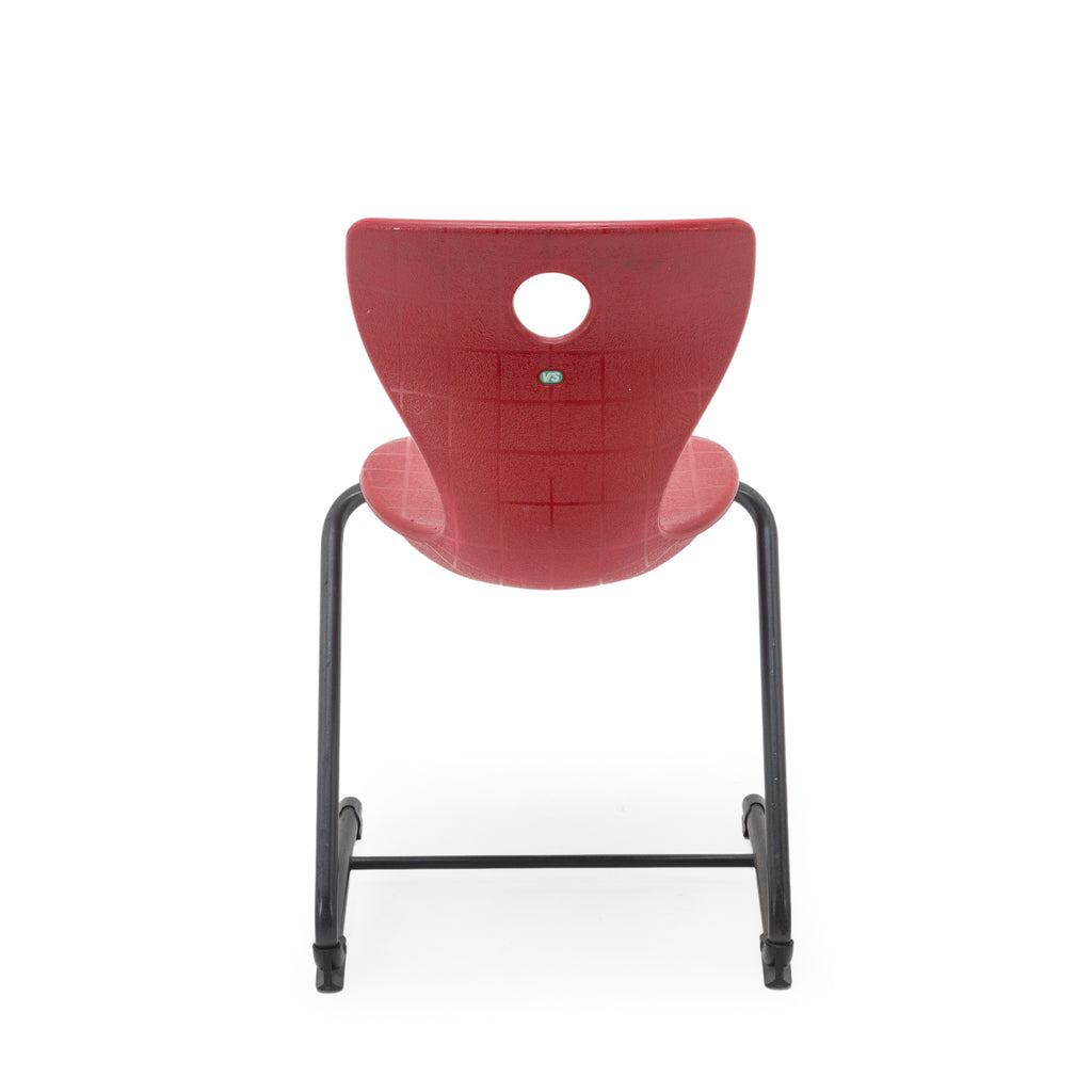 Red Plastic and Black Metal Cantilever Chair with Grid Texture