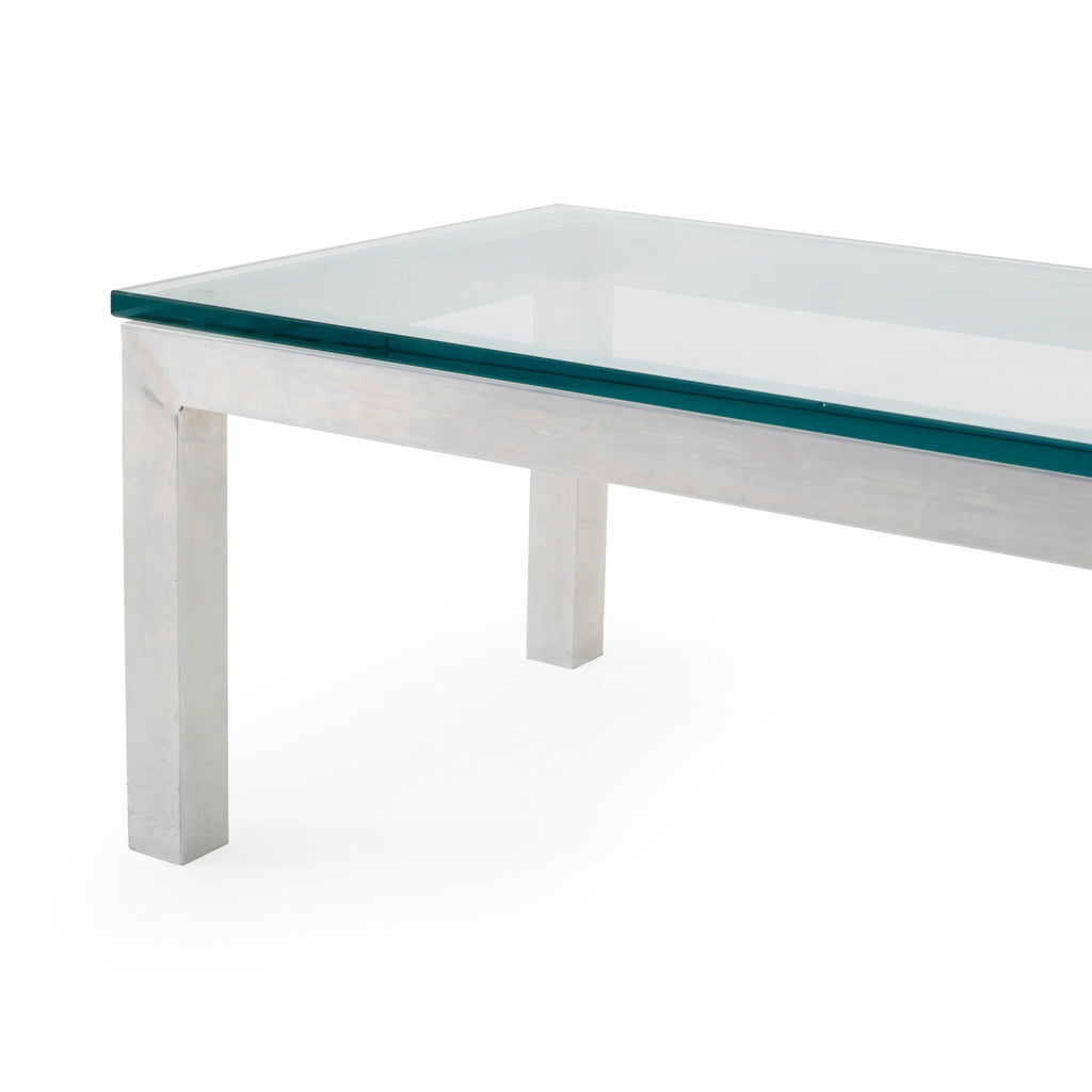 Rectangular Clear Glass Metal Coffee Table