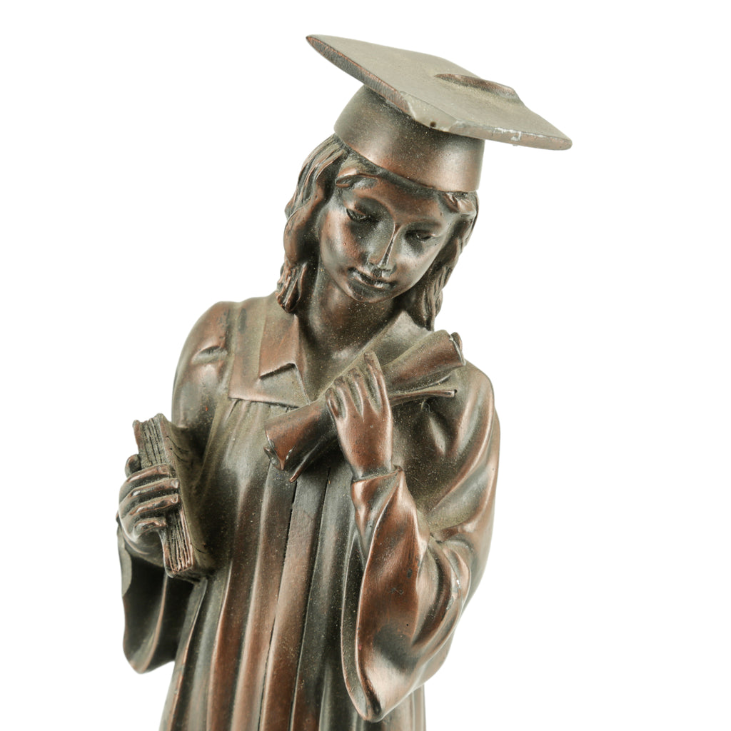 Bronze-Toned Female Graduate Figurine with Stacked Books