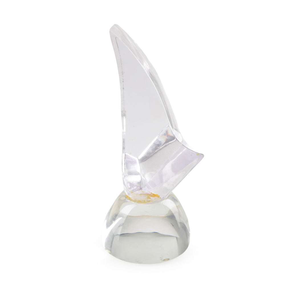 Clear Faceted Acrylic Abstract Sculpture on Rounded Base