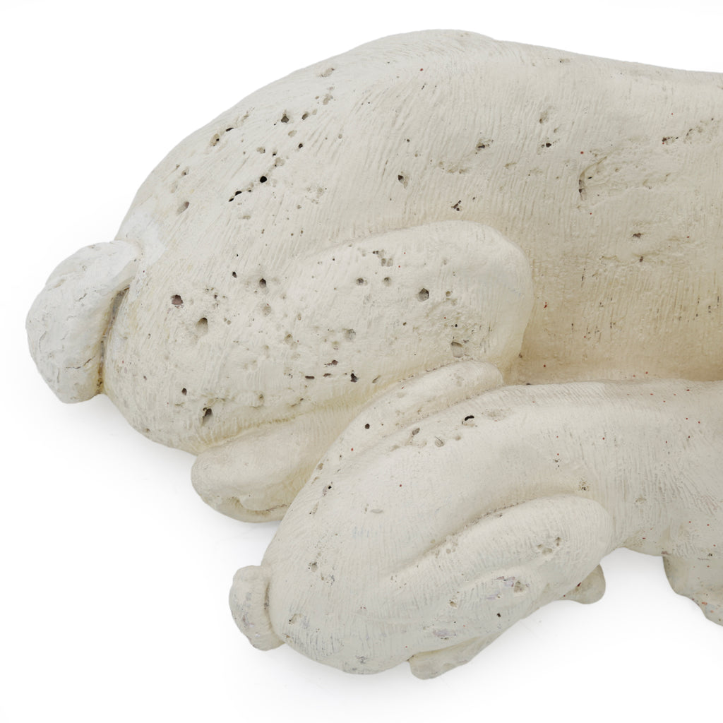 Cream Doe and Fawn Sculpture