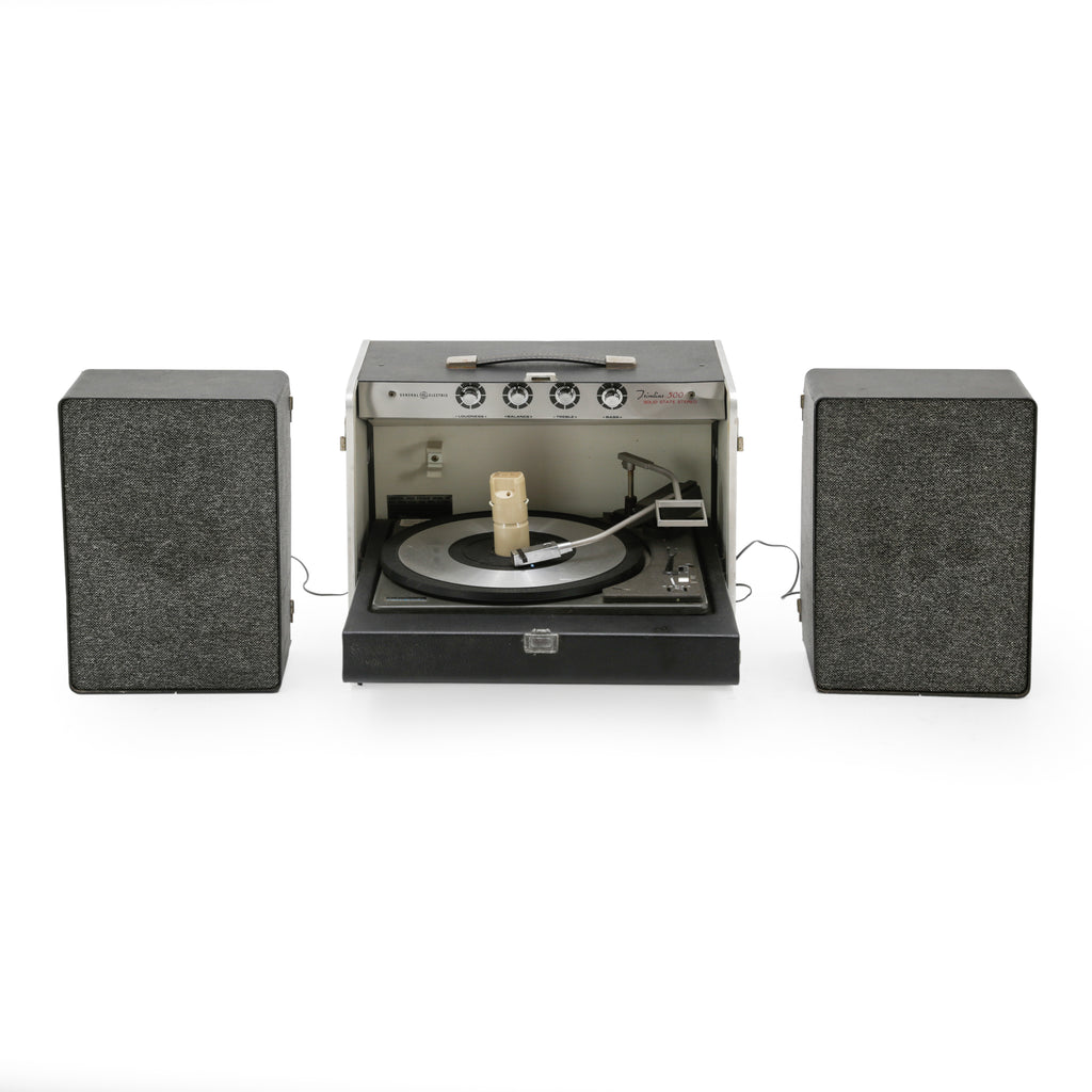 GE Dark Gray Turntable with Detachable Speakers