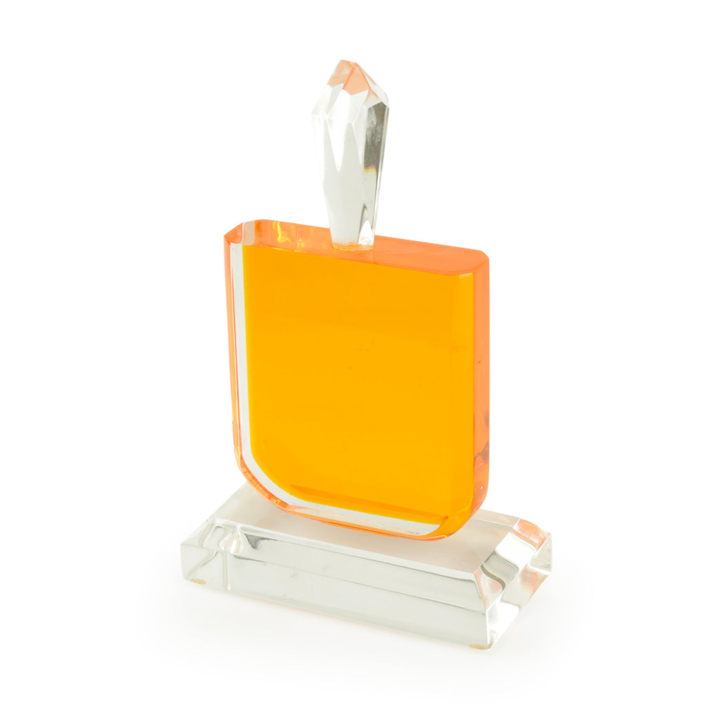 Orange and Clear Acrylic Rectangular Sculpture