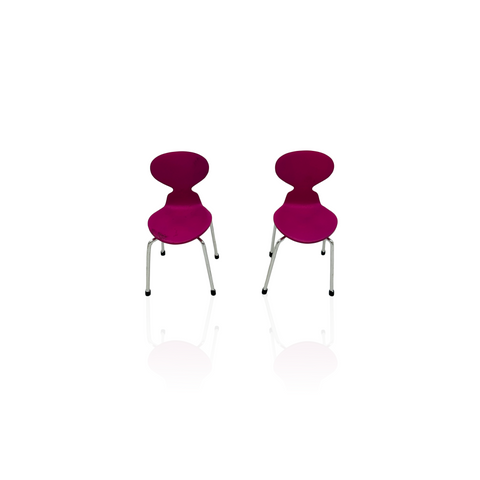Miniature Fuchsia/Pink Plastic and Chrome Dining Chairs