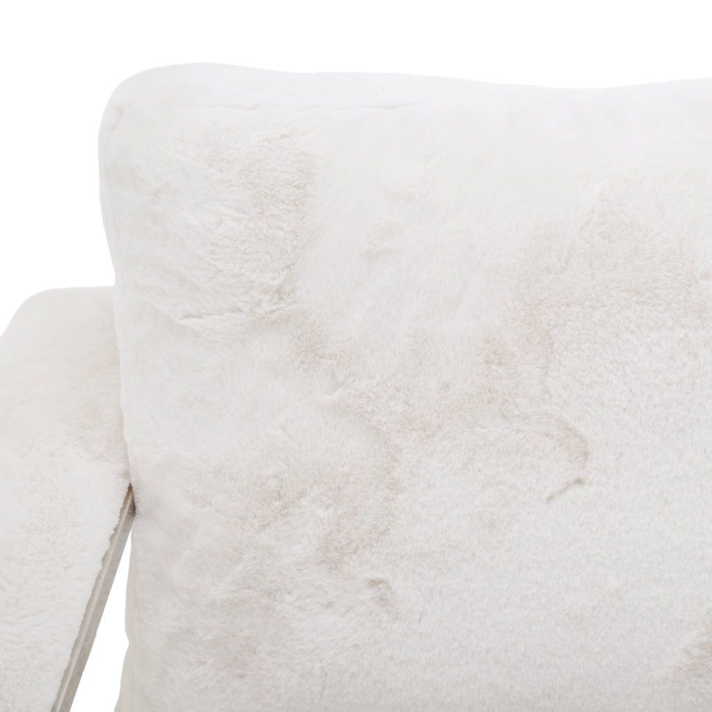 White Boucle Armchair with Chrome Frame