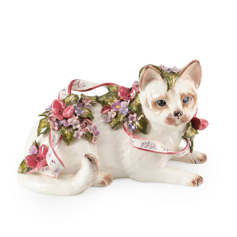 Cream Ceramic Decorative Cat Figurine