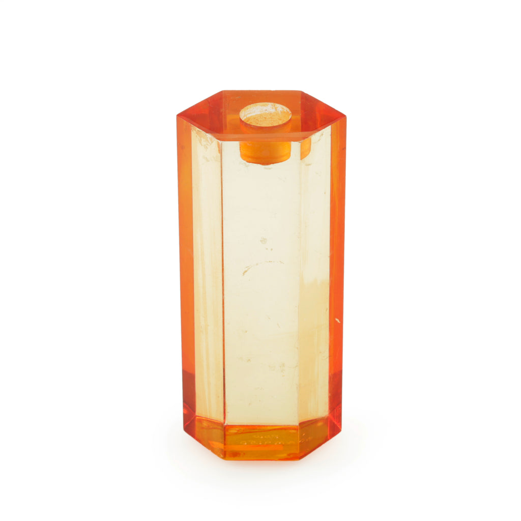 Amber Orange Hexagonal Clear Acrylic Candle Holder