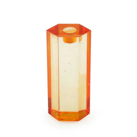 Amber Orange Hexagonal Clear Acrylic Candle Holder