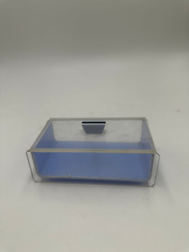 Clear Acrylic & Periwinkle Blue Plastic Rectangular Storage Box with Grey Handle