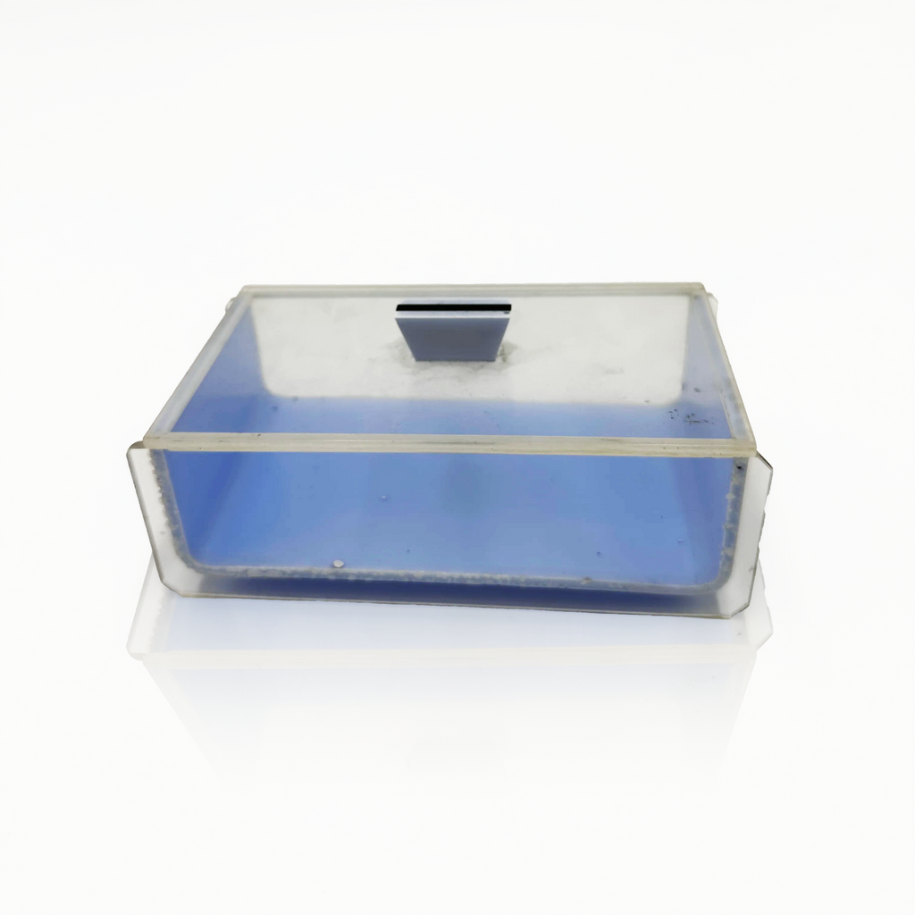 Clear Acrylic & Periwinkle Blue Plastic Rectangular Storage Box with Grey Handle