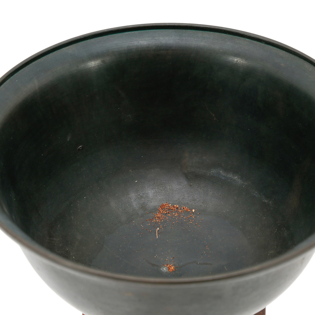 Dark Metal Urn on Wood Pedestal