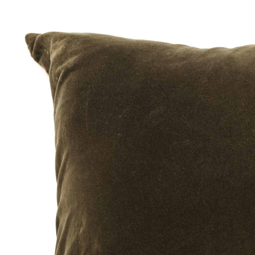 Olive Green Velvet Throw Pillow