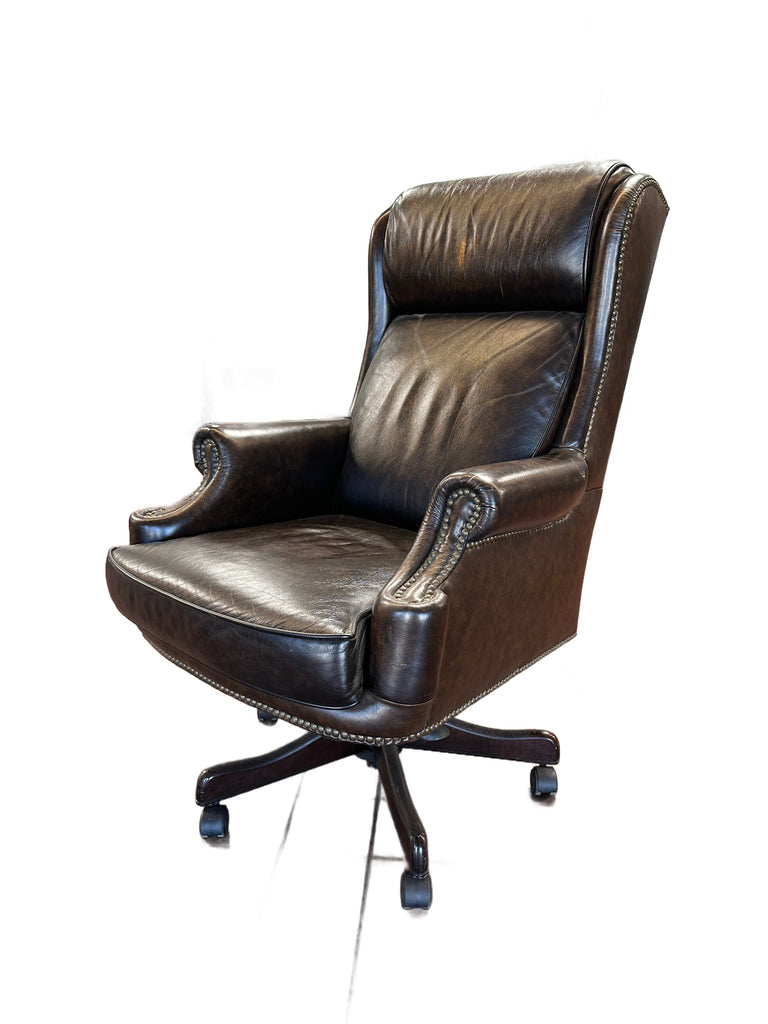 Dark Brown Distressed Leather Executive Office Chair