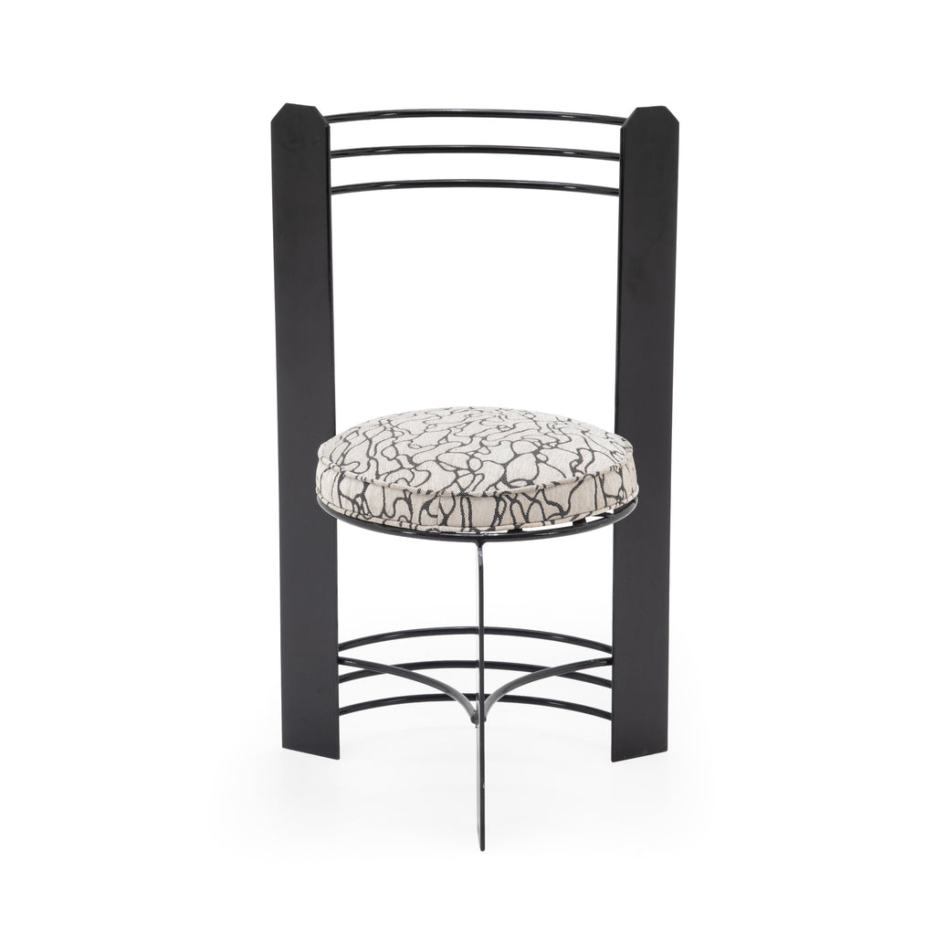 Black Metal Dining Chair with Abstract Upholstered Seat