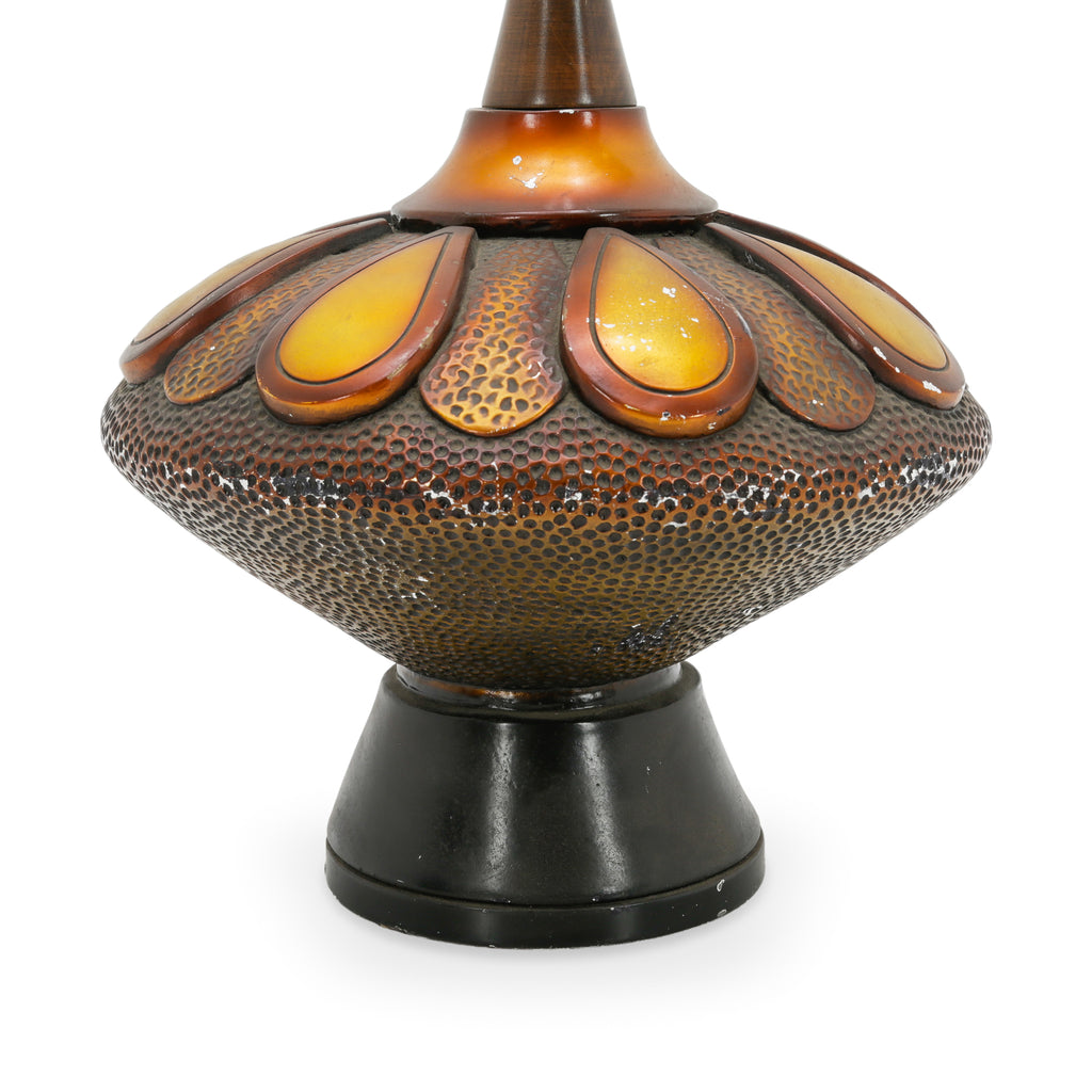 Vintage Dark Brown & Amber Textured Petal Table Lamp