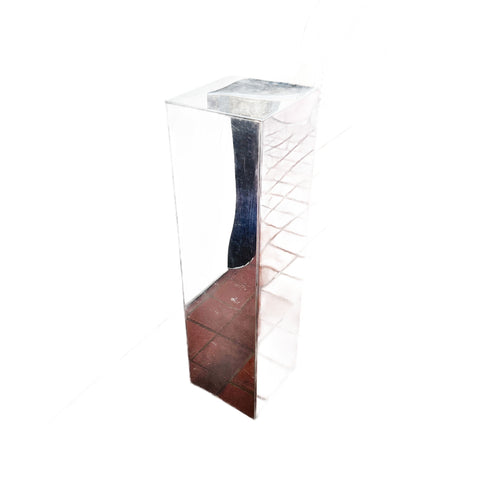 Tall Silver Mirrored Glass Pedestal