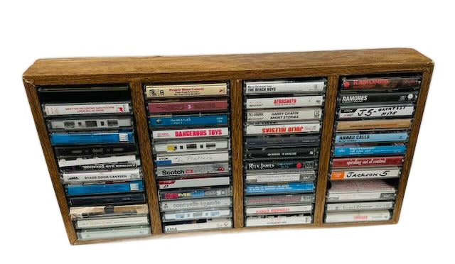 Wood Cassette Tape Storage Rack