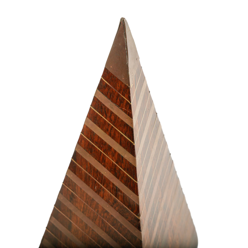 Dark Brown Wood & Brass Pyramid