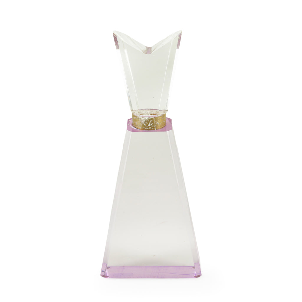 Geometric Clear and Lavender Acrylic Sculpture