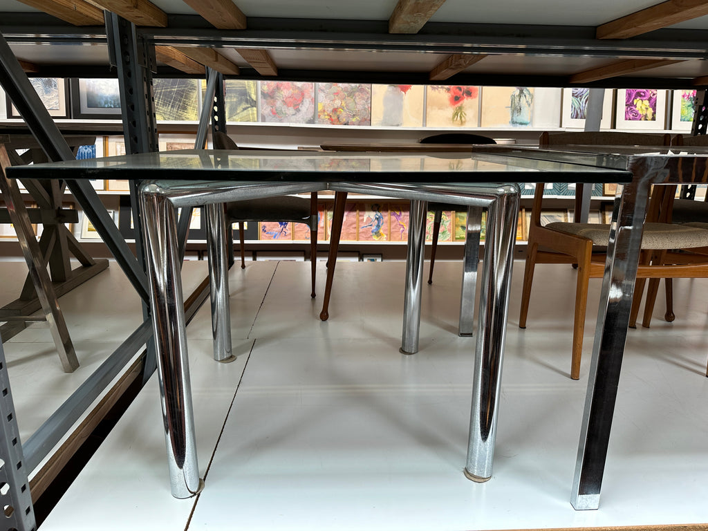 Glass and Chrome Dining Table