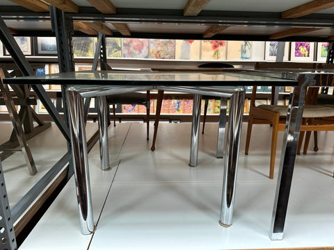 Glass and Chrome Dining Table