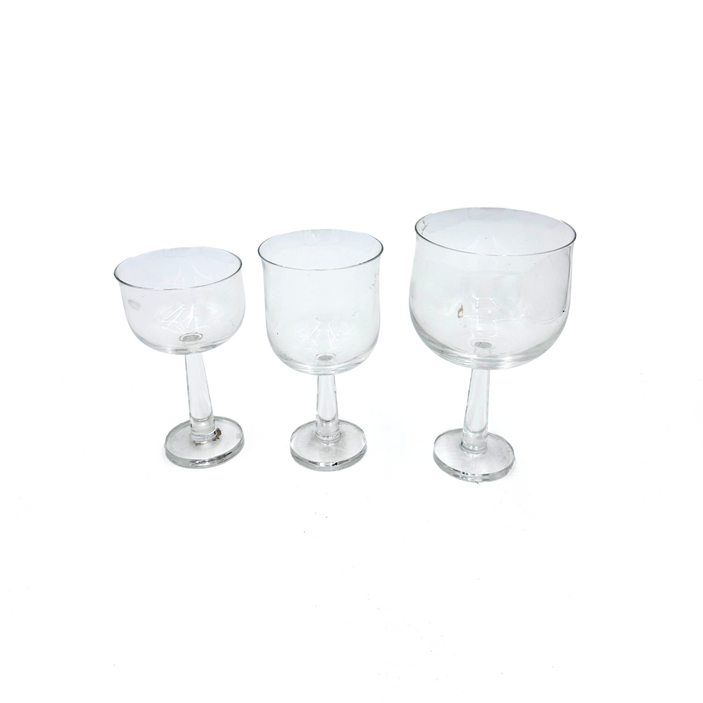 Clear Glass Stemmed Wine Goblets Set