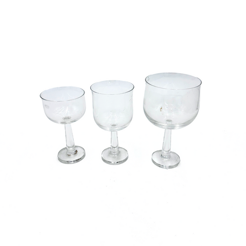 Clear Glass Stemmed Wine Goblets Set