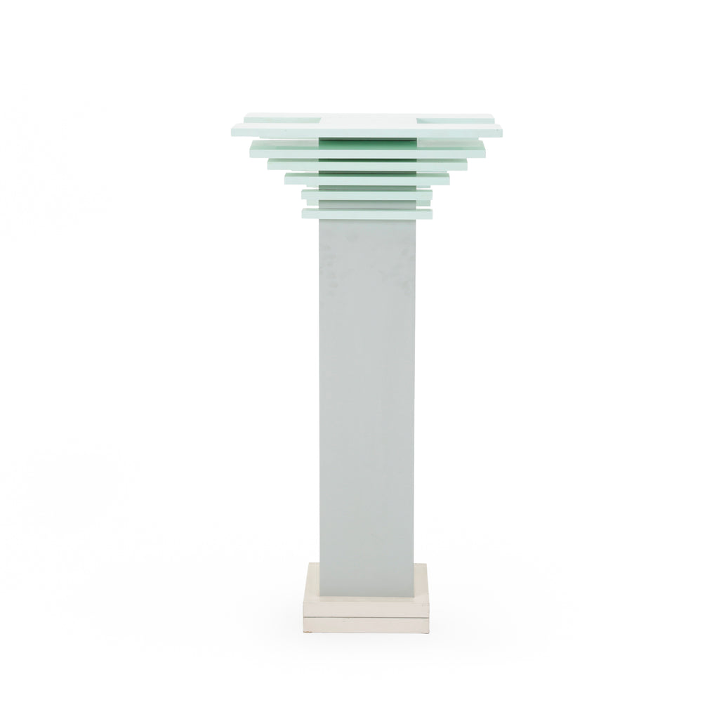 Geometric Layered Mint Green and Gray Pedestal