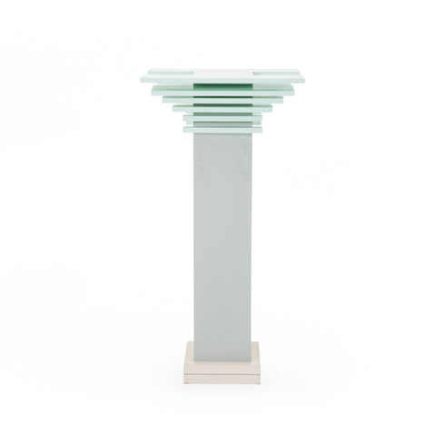 Geometric Layered Mint Green and Gray Pedestal