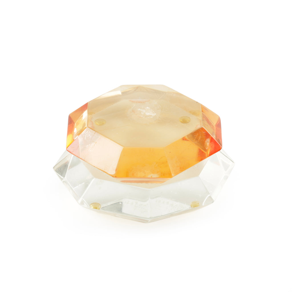 Amber and Clear Acrylic Geometric Sculpture